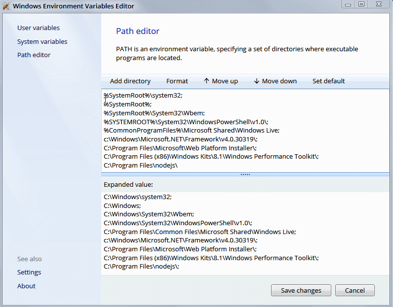 Windows Path Editor in action